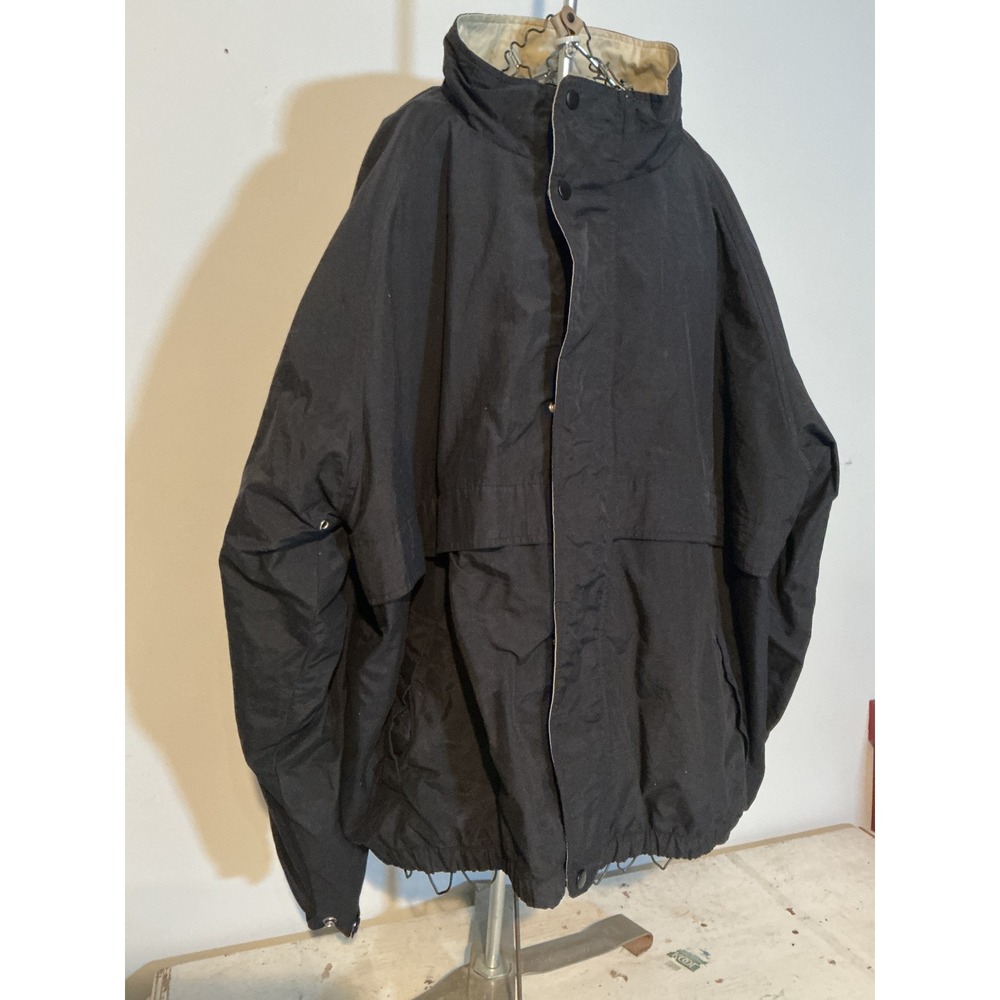 Dickies Mens 2XL Black Nylon Full Zip Workwear Jacket Tan Lining Raglan Sleeve